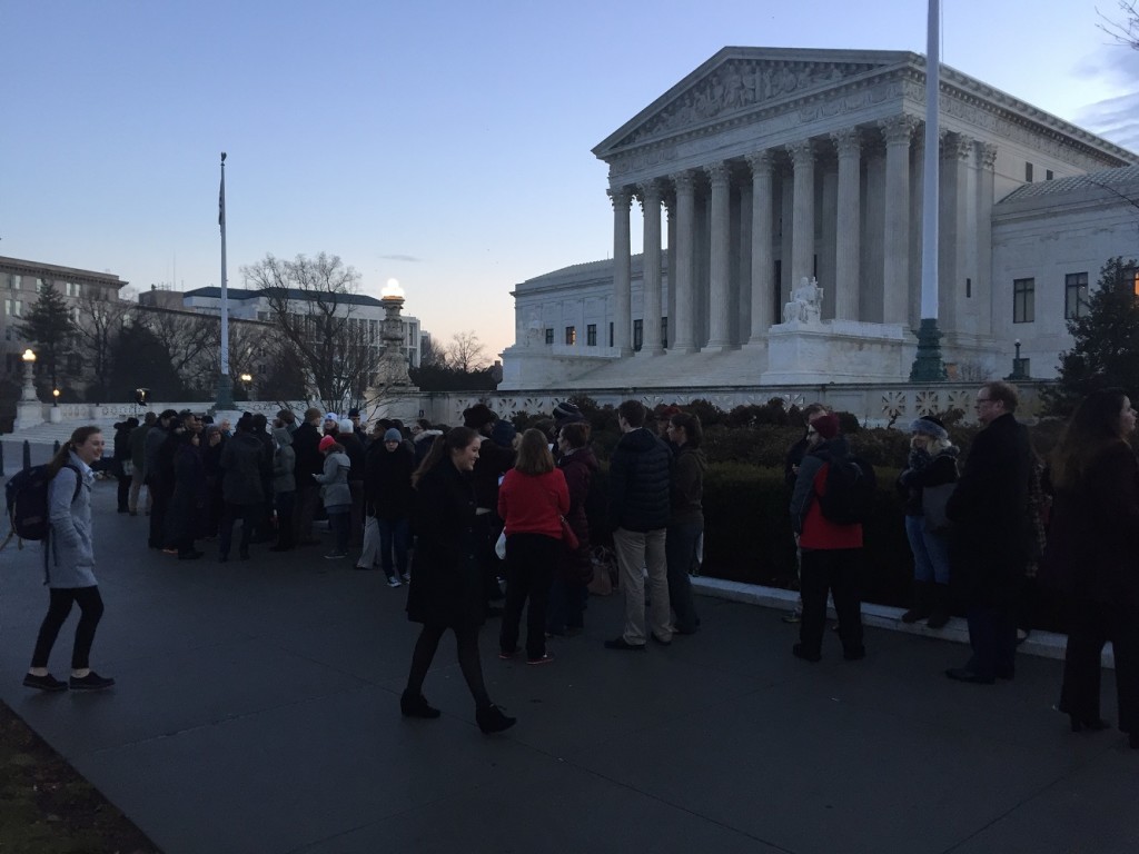 A long line of people hoping to hear the Jan. 18 cases formed early that morning.